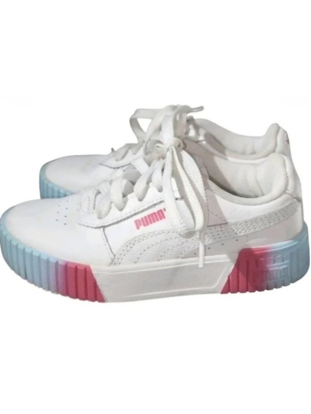 Puma Carina 2.0 Girls White Gradient Sole Sneakers-sz 11. 5